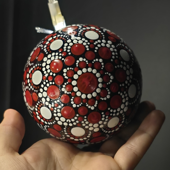 Handmade Ornament red black white Christmas Ornament Mandala - Picture 3 of 5